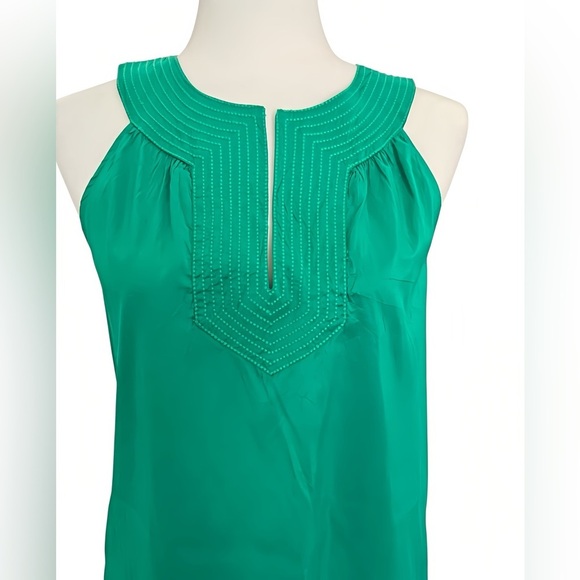 Calypso St. Barth XS Green 100% Silk Sleeveless Mini Dress Boho A-Line Chic - Picture 3 of 11